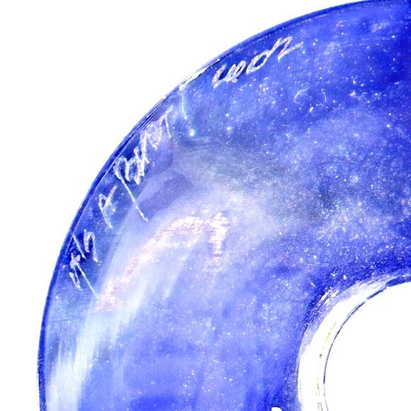 "It's A Blast" Arizona Cobalt Blue/Clear Stem Art Glass Water Wine Goblets-Set 3 - Picture 10 of 10